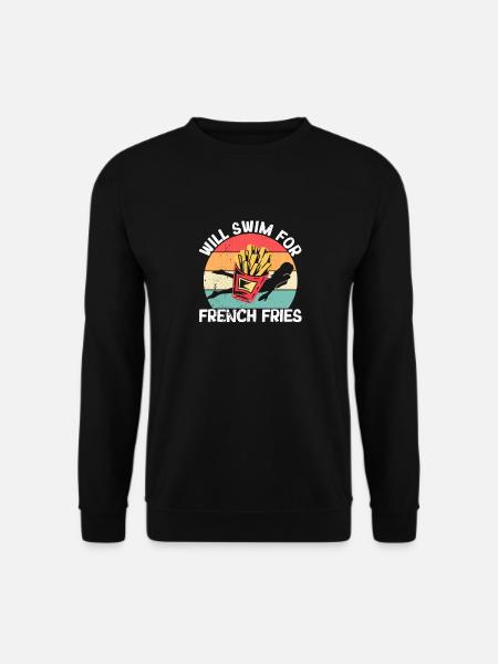 Lustiges Schwimmen Wassersport wird für Pommes - Unisex Pullover - Schwarz
