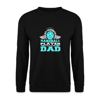 My Favorite Handball Player Calls Me DAD Retro - Unisex Pullover - Schwarz - Vorne - Alina (178cm) & Michal (187cm)