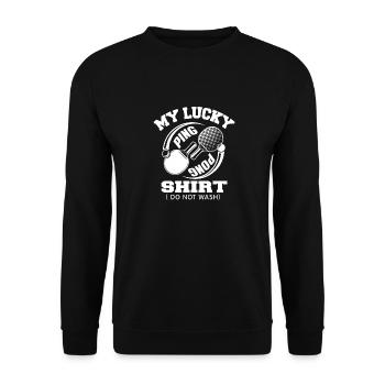 Lucky Ping Pong Shirt Ne Pas Laver Tennis de Table - Sweat-shirt Unisexe - noir - Devant - Alina (178cm) & Michal (187cm)