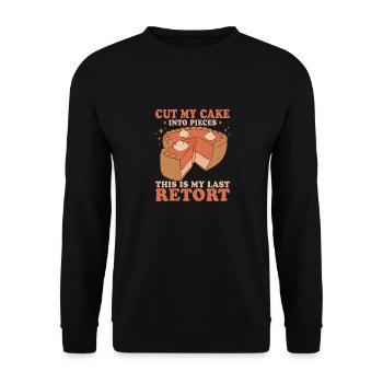 Coupez mon gâteau en morceaux C’est mon dernier coo de cornue - Sweat-shirt Unisexe - noir - Devant - Alina (178cm) & Michal (187cm)