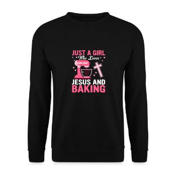 Just A Girl Who Loves Jesus And Baking Cookie Ba - Unisex Pullover - Schwarz - Vorne - Alina (178cm) & Michal (187cm)