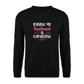 Raising My Husband Is Exhausting Leopard Messy - Unisex Sweatshirt - black - Front - Alina (178cm) & Michal (187cm)