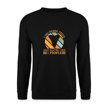 Megalodon Shark Tooth Fossil Collectible Gift - Unisex Sweatshirt - black - Front - Alina (178cm) & Michal (187cm)