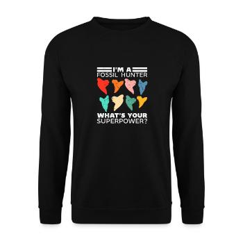 Megalodon Shark Tooth Fossil Collector Gift - Unisex Sweatshirt - black - Front - Alina (178cm) & Michal (187cm)