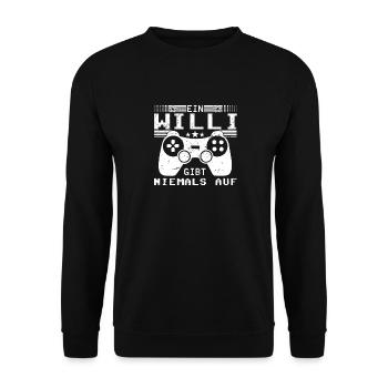 Willi Gaming Konsole PC Gamer Geschenk - Unisex Pullover - Schwarz - Vorne - Alina (178cm) & Michal (187cm)