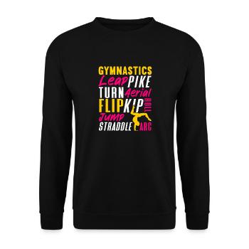 Akrobat Turner Gymnastik Turnen Tumbling - Unisex Pullover - Schwarz - Vorne - Alina (178cm) & Michal (187cm)
