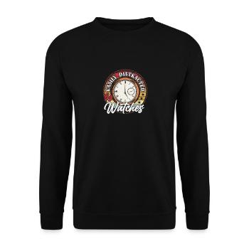 Facilement distrait par les montres, drôle de collectionneur de montres - Sweat-shirt Unisexe - noir - Devant - Alina (178cm) & Michal (187cm)