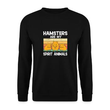 Hamster Geschenk Hamsterliebhaber - Unisex Pullover - Schwarz - Vorne - Alina (178cm) & Michal (187cm)
