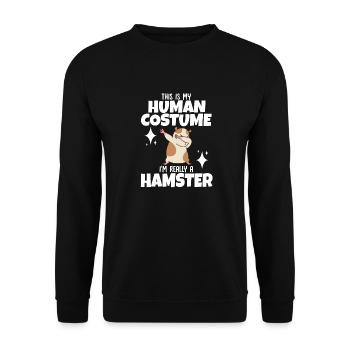 Hamster Geschenk Hamsterliebhaber - Unisex Pullover - Schwarz - Vorne - Alina (178cm) & Michal (187cm)