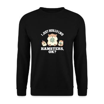 Hamster Geschenk Hamsterliebhaber - Unisex Pullover - Schwarz - Vorne - Alina (178cm) & Michal (187cm)