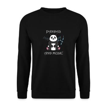 Lustiger Panda und Musiknoten Musiker Eucalyptus - Unisex Pullover - Schwarz - Vorne - Alina (178cm) & Michal (187cm)
