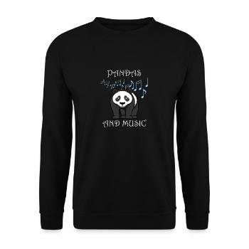 Pandabären und Musiknoten Musiker Panda - Unisex Pullover - Schwarz - Vorne - Alina (178cm) & Michal (187cm)