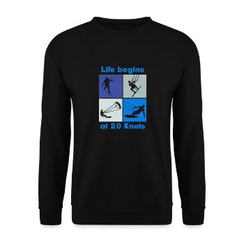 Life begins at 20 Knots, Lifestyle Vintage Design - Unisex Sweatshirt - black - Front - Alina (178cm) & Michal (187cm)
