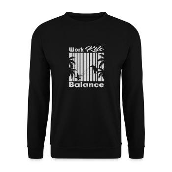 Work Kite Balance. Lifestyle Vintage Design, Work - Unisex Pullover - Schwarz - Vorne - Alina (178cm) & Michal (187cm)