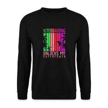 Kiteboarding unlocks my Superpower Lifestyle - Unisex Pullover - Schwarz - Vorne - Alina (178cm) & Michal (187cm)