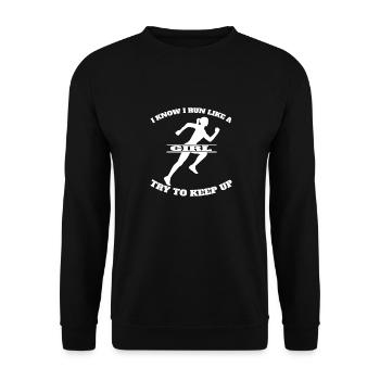 jogger fit running jogging running cardio training - Unisex Sweatshirt - black - Front - Alina (178cm) & Michal (187cm)