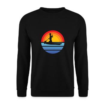 Stehpaddler Surfen Stand Up Paddling Stehpaddeln - Unisex Pullover - Schwarz - Vorne - Alina (178cm) & Michal (187cm)