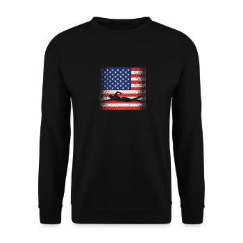 USA Flagge Swim Team Sport Amerikanischer Schwimme - Unisex Pullover - Schwarz - Vorne - Alina (178cm) & Michal (187cm)