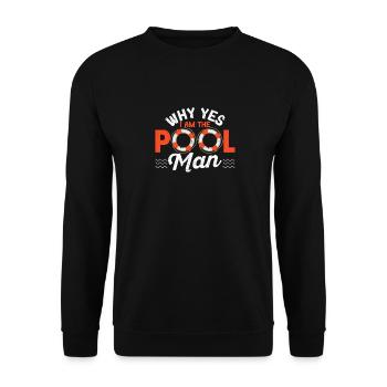 Lustig Strand Schwimmen Wassersport Warum ja ich - Unisex Pullover - Schwarz - Vorne - Alina (178cm) & Michal (187cm)