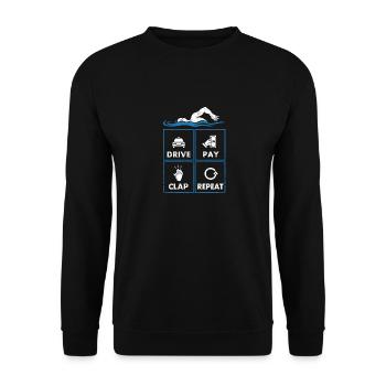 Drive Pay Clap Repeat Funny Swimming Water Sports - Unisex Sweatshirt - black - Front - Alina (178cm) & Michal (187cm)