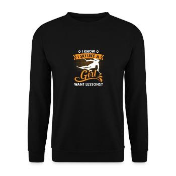 Je sais que je skie comme une fille, ski sur neige - Sweat-shirt Unisexe - noir - Devant - Alina (178cm) & Michal (187cm)