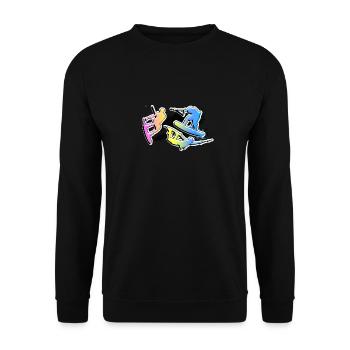wakeboard, silhouette, sports nautiques, wakeboarder, - Sweat-shirt Unisexe - noir - Devant - Alina (178cm) & Michal (187cm)
