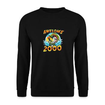 Awesome since 2000. Angel, Angler Geburtstag - Unisex Pullover - Schwarz - Vorne - Alina (178cm) & Michal (187cm)