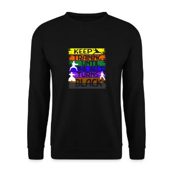 Continuez à vous entraîner jusqu’à ce que votre ceinture devienne noire - Sweat-shirt Unisexe - noir - Devant - Alina (178cm) & Michal (187cm)