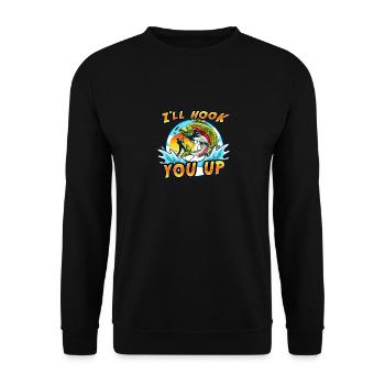 I'll hook you up. Fishing, Fishing - Unisex Sweatshirt - black - Front - Alina (178cm) & Michal (187cm)