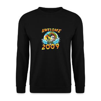 Awesome since 2009. Angel, Angler Birthday - Unisex Sweatshirt - black - Front - Alina (178cm) & Michal (187cm)