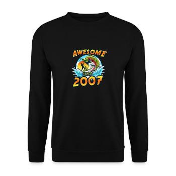Génial depuis 2007. Angel, l’anniversaire du pêcheur - Sweat-shirt Unisexe - noir - Devant - Alina (178cm) & Michal (187cm)