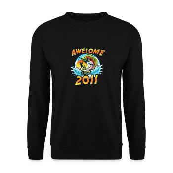 Awesome since 2011. Angel, Angler Birthday - Unisex Sweatshirt - black - Front - Alina (178cm) & Michal (187cm)