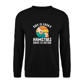 Hamster Geschenk Hamsterliebhaber - Unisex Pullover - Schwarz - Vorne - Alina (178cm) & Michal (187cm)