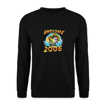 Génial depuis 2006. Angel, l’anniversaire du pêcheur - Sweat-shirt Unisexe - noir - Devant - Alina (178cm) & Michal (187cm)