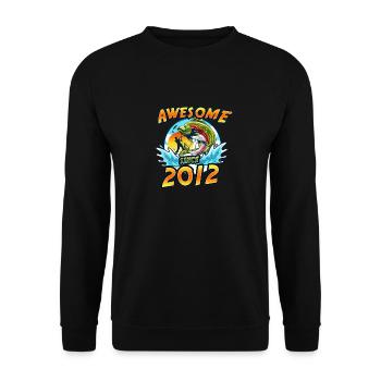Awesome since 2012. Angel, Angler's Birthday - Unisex Sweatshirt - black - Front - Alina (178cm) & Michal (187cm)