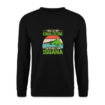 Leguan Eidechse Reptil Herpetologe - Unisex Pullover - Schwarz - Vorne - Alina (178cm) & Michal (187cm)