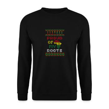 Proud Of My Roots, Kwanzaa Ugly Christmas Sweater - Unisex Sweatshirt - black - Front - Alina (178cm) & Michal (187cm)