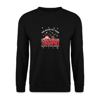 Be Nice To The Speech Language Therapist Santa - Unisex Sweatshirt - black - Front - Alina (178cm) & Michal (187cm)