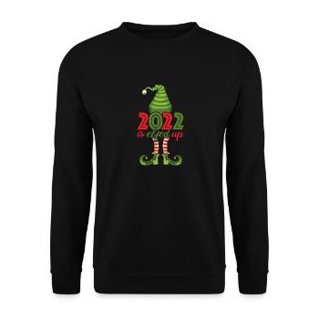 2022 est Elfed Up - Drôle de pyjama familial de Noël - Sweat-shirt Unisexe - noir - Devant - Alina (178cm) & Michal (187cm)