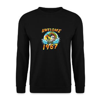 Awesome since 1967. Angel, Angler's Birthday - Unisex Sweatshirt - black - Front - Alina (178cm) & Michal (187cm)