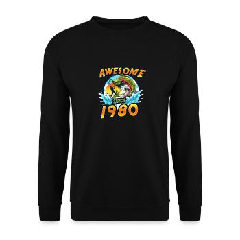Awesome since 1980. Angel, Angler's birthday - Unisex Sweatshirt - black - Front - Alina (178cm) & Michal (187cm)