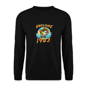 Awesome since 1983. Angel, Angler's Birthday - Unisex Sweatshirt - black - Front - Alina (178cm) & Michal (187cm)