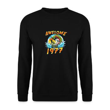 Génial depuis 1977. Angel, l’anniversaire du pêcheur - Sweat-shirt Unisexe - noir - Devant - Alina (178cm) & Michal (187cm)