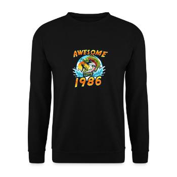 Awesome since 1986. Angel, Angler's birthday - Unisex Sweatshirt - black - Front - Alina (178cm) & Michal (187cm)