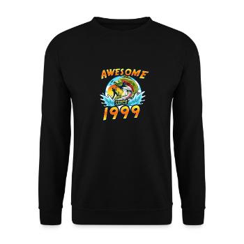Awesome since 1999. Angel, Angler Geburtstag - Unisex Pullover - Schwarz - Vorne - Alina (178cm) & Michal (187cm)