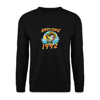 Awesome since 1992. Angel, Angler's birthday - Unisex Sweatshirt - black - Front - Alina (178cm) & Michal (187cm)