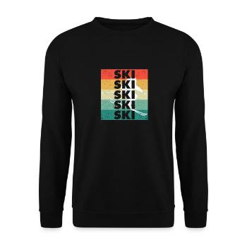 Ski Retro Vintage Skiing Silhouette Skier - Unisex Sweatshirt - black - Front - Alina (178cm) & Michal (187cm)
