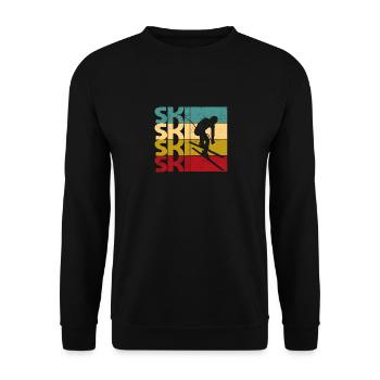 Ski Retro Vintage Skiing Silhouette Skier - Unisex Sweatshirt - black - Front - Alina (178cm) & Michal (187cm)