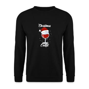 Wine Lovers Noël Chapeau de Noël Tenue Noël - Sweat-shirt Unisexe - noir - Devant - Alina (178cm) & Michal (187cm)