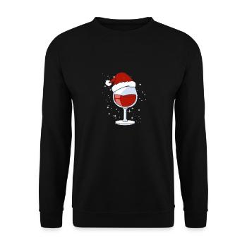 Wine Lovers Noël Chapeau de Noël Tenue Noël - Sweat-shirt Unisexe - noir - Devant - Alina (178cm) & Michal (187cm)